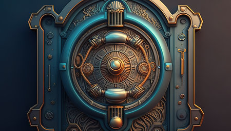 door with time travel theme, digital art illustration, Generative AIの素材