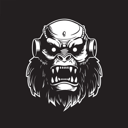 android lycanthrope, vintage logo concept black and white color, hand drawn illustrationのイラスト素材