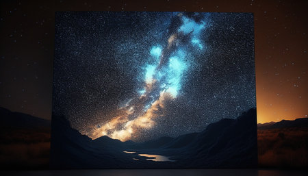 painting starry night sky, digital art illustration, Generative AIの素材