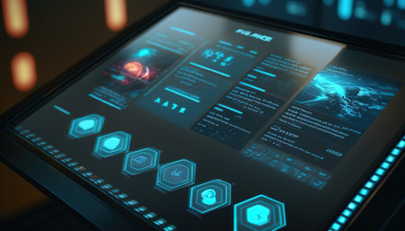 touchscreen interface display, digital art illustration, Generative AIの素材