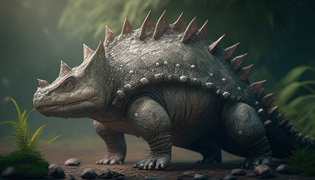 ankylosaurus, digital art illustration, Generative AIの素材