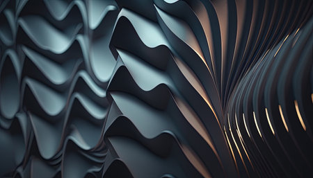 geometric wavy folds background, digital art illustration, Generative AIの素材