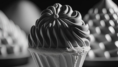 monochrome ice cream, digital art illustration, Generative AIの素材