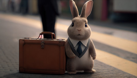 rabbit salesman, digital art illustration, Generative AIの素材