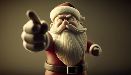 santa claus pointing, digital art illustration, Generative AIの素材