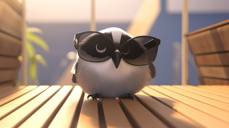 chickadee in trendy style, digital art illustration, Generative AIの素材