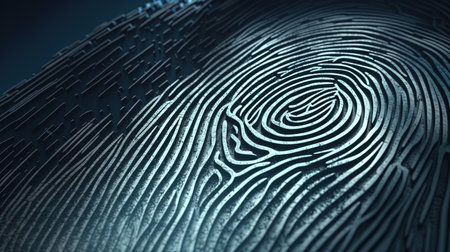 closeup fingerprint, digital art illustration, Generative AIの素材