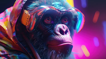 gradient ape of the metaverse, digital art illustration, Generative AIの素材