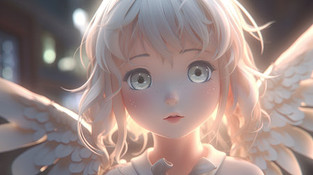 cute adorable angel, digital art illustration, Generative AIの素材