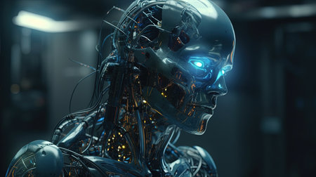 cyborg master, digital art illustration, Generative AIの素材