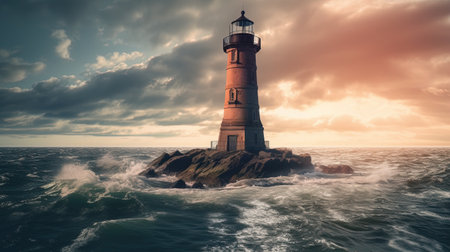 lighthouse, digital art illustration, Generative AIの素材