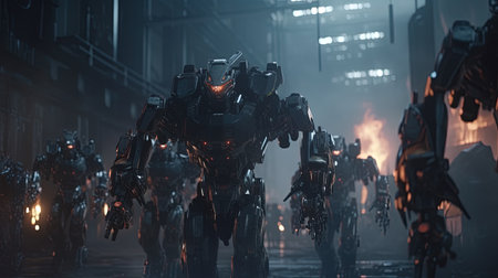 swarm advanced robot, digital art illustration, Generative AIの素材