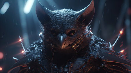 anthropomorphic bat master cryptography, digital art illustration, Generative AIの素材