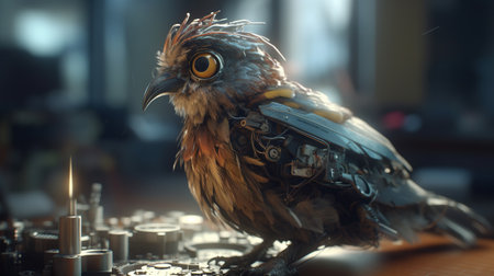 lark nanotechnologist, digital art illustration, Generative AIの素材