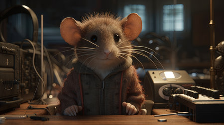 shrew communication technician, digital art illustration, Generative AIの素材