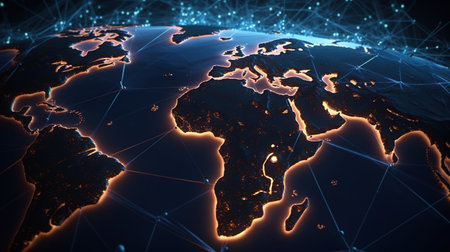 worldwide network connection, digital art illustration, Generative AIの素材