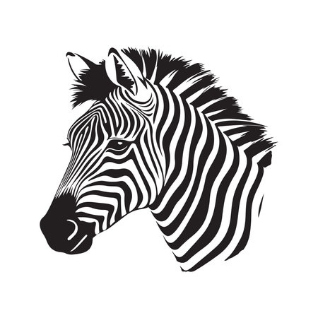 zebra, vintage logo line art concept black and white color, hand drawn illustrationのイラスト素材