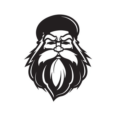 santa claus, vintage logo line art concept black and white color, hand drawn illustrationのイラスト素材