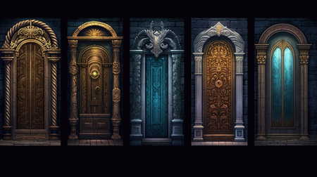 mystical doorways, digital art illustrationの素材