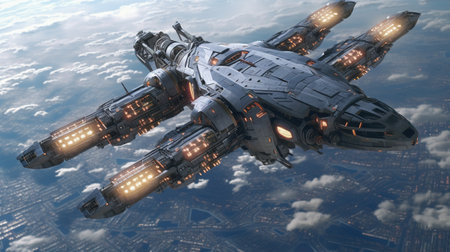 outer system spacecraft, digital art illustrationの素材