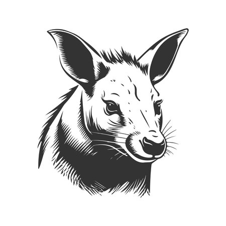 aardvark, vintage logo line art concept black and white color, hand drawn illustrationのイラスト素材