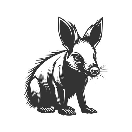 aardvark, vintage logo line art concept black and white color, hand drawn illustrationのイラスト素材