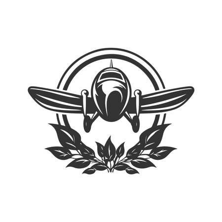 aerodruid, vintage logo line art concept black and white color, hand drawn illustrationのイラスト素材