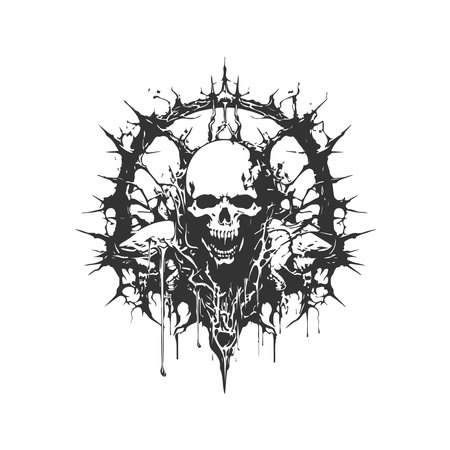 night blood psion of decay, vintage logo line art concept black and white color, hand drawn illustrationのイラスト素材