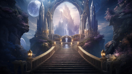 calestial archway, digital art illustration, Generative AIの素材