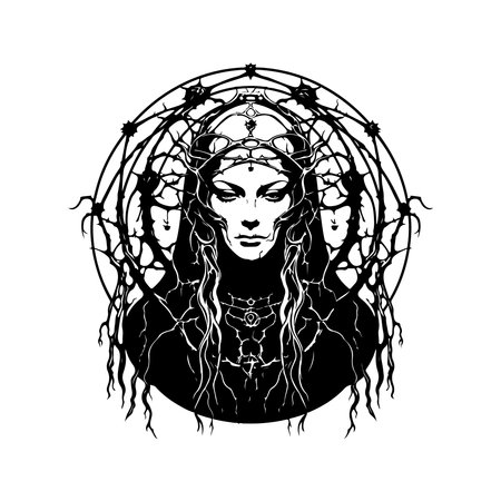 witch of prophecy, vintage hand drawn illustrationのイラスト素材