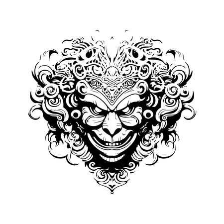 wealthy elemental guardian, vintage hand drawn illustrationのイラスト素材