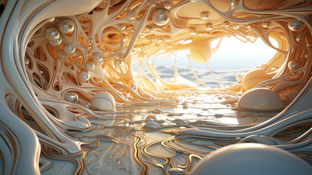 organic fluidity of marble, digital art illustration, Generative AIの素材