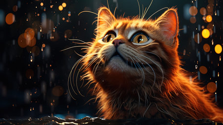 the whiskered wonder, digital art illustration, Generative AIの素材