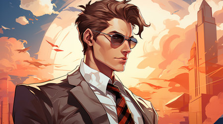 modern dandy, digital art illustration, Generative AIの素材