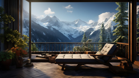 mountain retreat, digital art illustration, Generative AIの素材