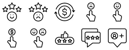customer experience line style icon set collectionのイラスト素材