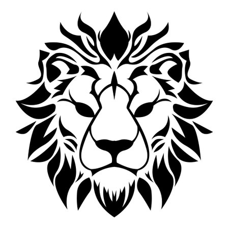 simple abstract lion head logo vector iconic illustrationのイラスト素材
