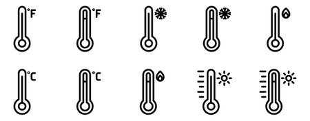 air conditioner maintenance icon line style set collection.のイラスト素材