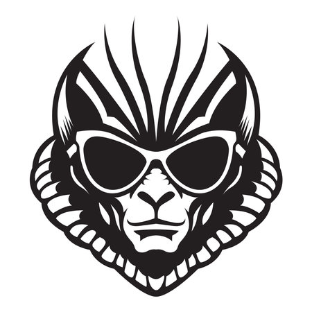 alien wearing sunglasses iconic logo vector illustration.のイラスト素材