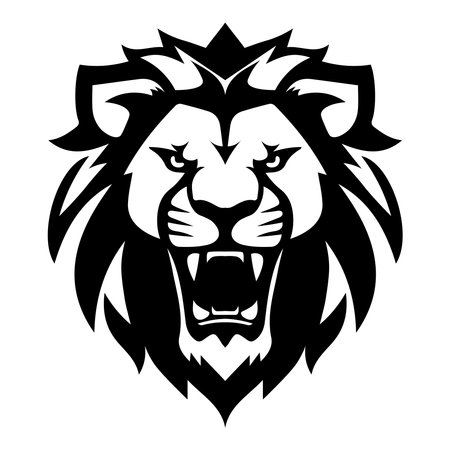 ferocious lion iconic logo vector illustrationのイラスト素材