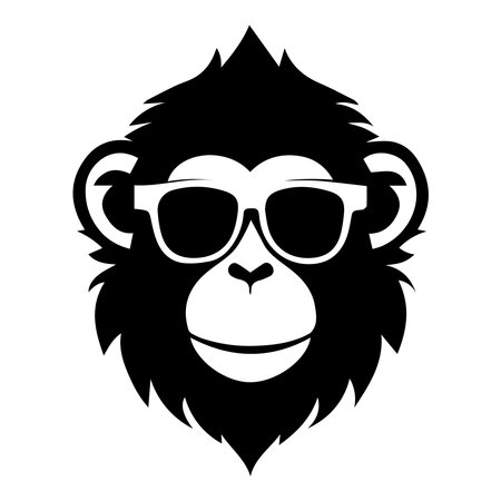 monkey wearing sunglasses iconic logo vector illustrationのイラスト素材