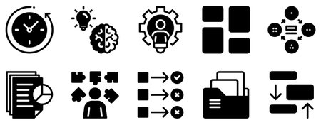 task and project management icon line style set collection.のイラスト素材