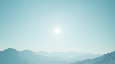 sky is blue and clear with no clouds. The sun is shining brightly, making the sky look even brighter. Scene is peaceful and serene, as if the world is taking a break from the hustleの素材