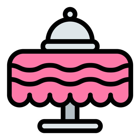 Wedding Dinner Icon Celebration and Feast in Flat Line Color Style.のイラスト素材