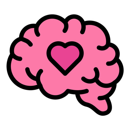 Mental health icon in flat line style representing emotional well-being psychological support and self-care ideal for healthcare wellness and therapy concepts.のイラスト素材