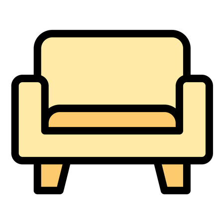Sofa icon flat line style illustration representing comfortable seating furniture, suitable for home decor, interior design, and furniture industries.のイラスト素材