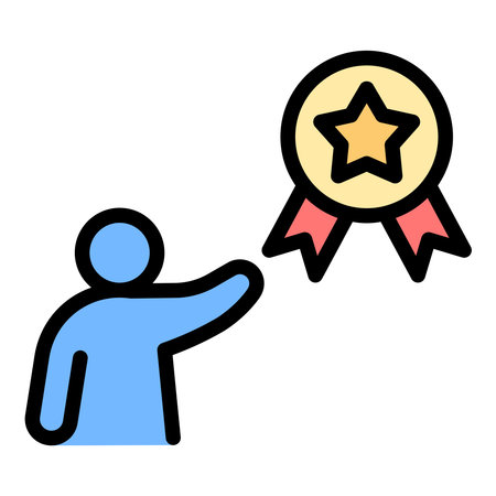 Excellence training icon flat line style illustration representing high performance and skill mastery, suitable for professional development, coaching, and leadership programsのイラスト素材