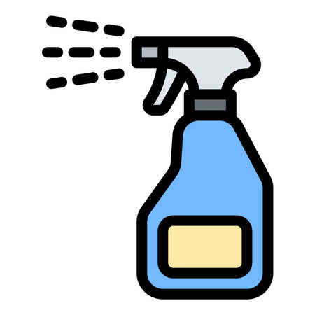 Cleaning spray icon flat line style illustration representing sanitation products and surface cleaning, suitable for housekeeping services, hygiene promotions, and maintenance projectsのイラスト素材