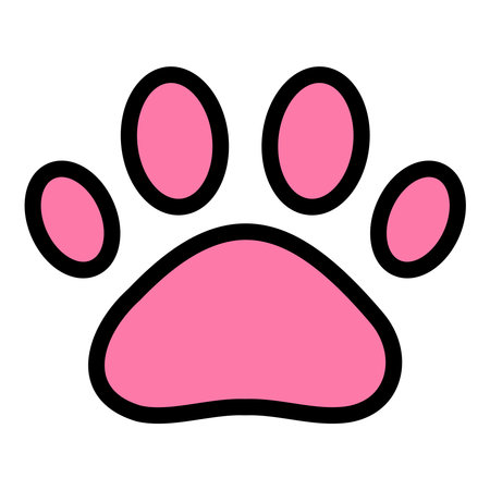 Dog paw icon flat line style illustration representing pets and animal care, suitable for veterinary services, pet shops, and animal welfare projectsのイラスト素材