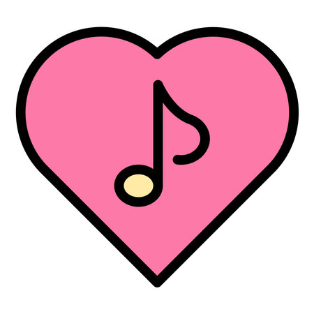 Music passion icon flat line style illustration representing love for music and artistic expression suitable for music blogs fan communities and creative projectsのイラスト素材
